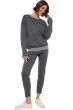 Cashmere & Cotton ladies round necks stormie black grey marl l